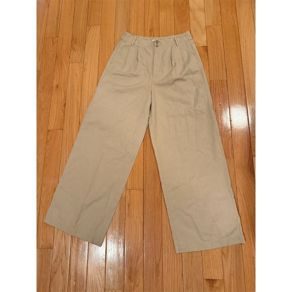 Madewell Harlow wide leg Womens Size 4 Beige High Rise Pleated Wide Leg